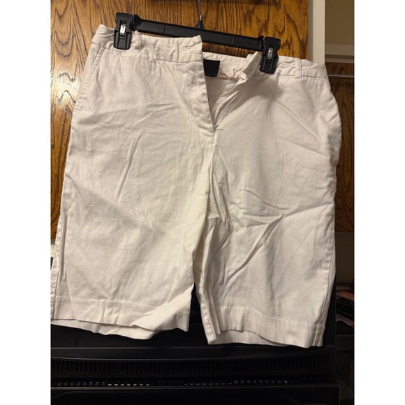Ninety Pants - Ninety Womens White Bermuda Shorts Cotton Stretch Chino Knee Length Size 10